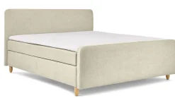 Boxspring Round vlak met gestoffeerd matras en voetbord