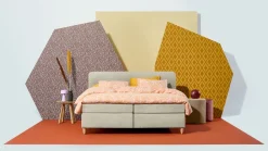 Boxspring Round vlak met gestoffeerd matras