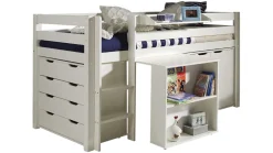 Halfhoogslaper Pino met commode 4 laden, commode 2 deuren, hangtablet en bureau