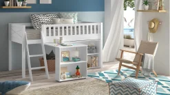 Halfhoogslaper Scott met bureau en boekenkast